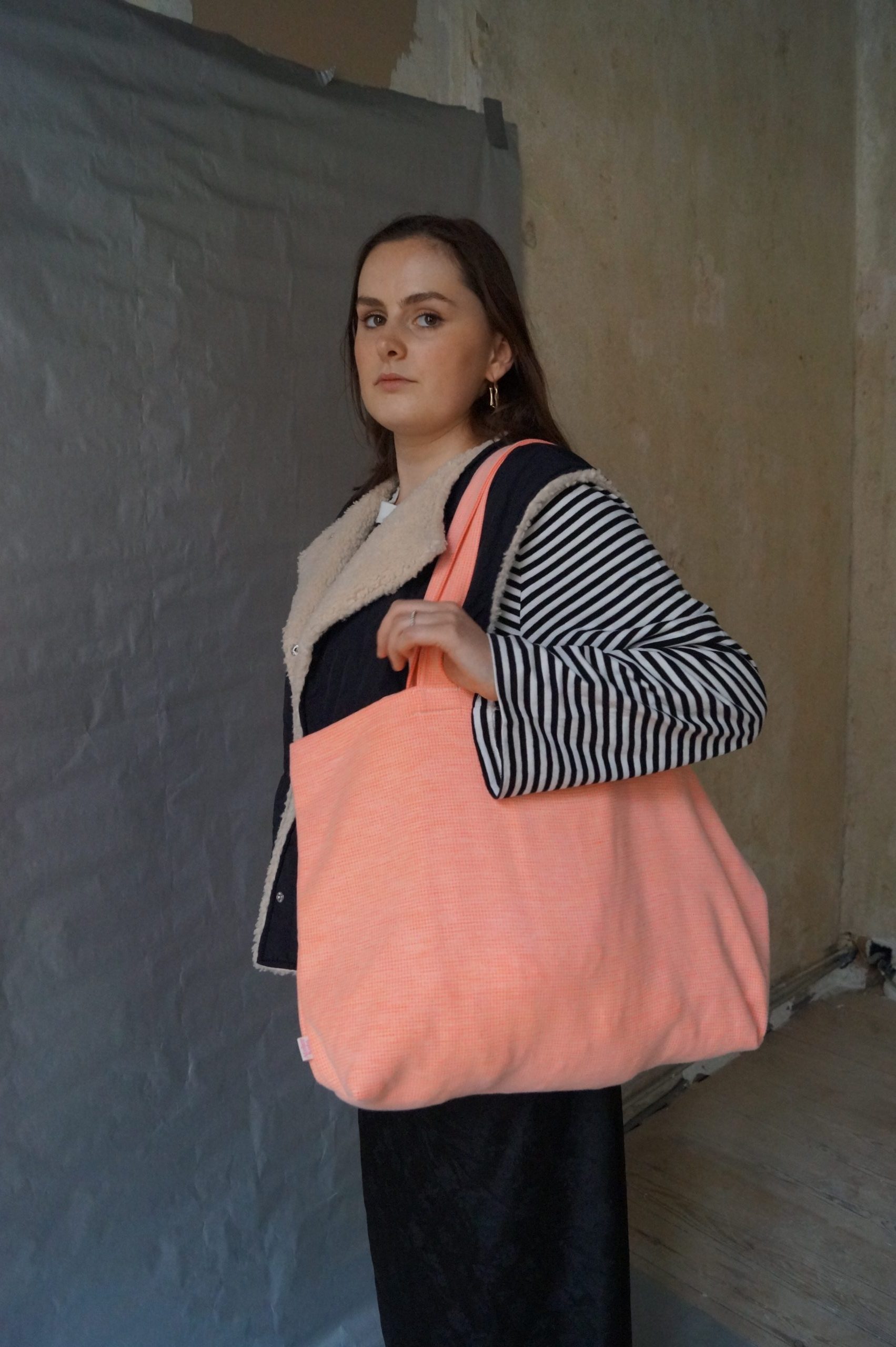 Grote tote bag - oranje hover